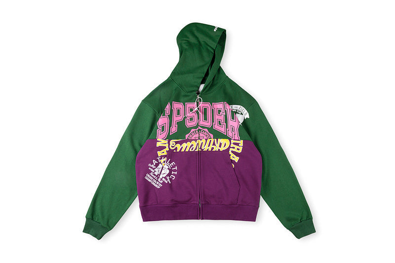 Sp5der Campers Field Zip Up Hoodie Green