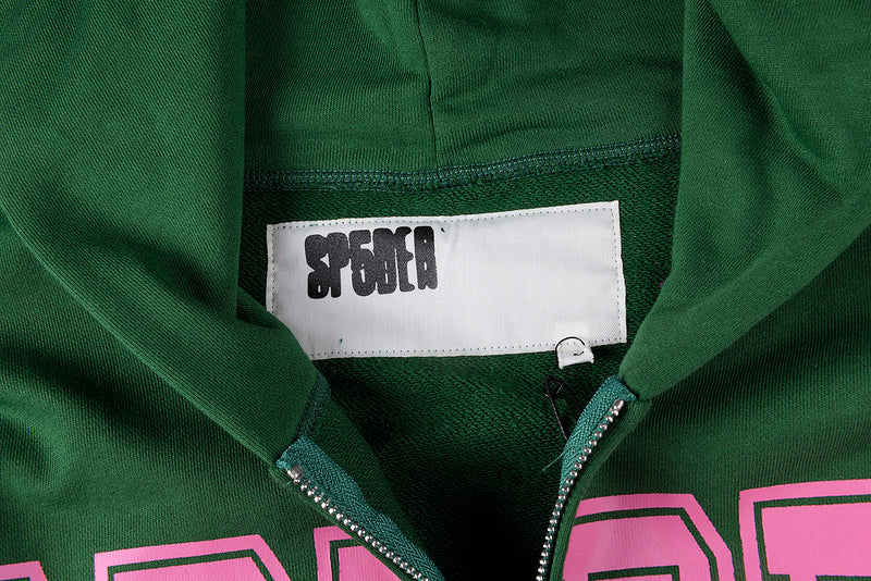 Sp5der Campers Field Zip Up Hoodie Green