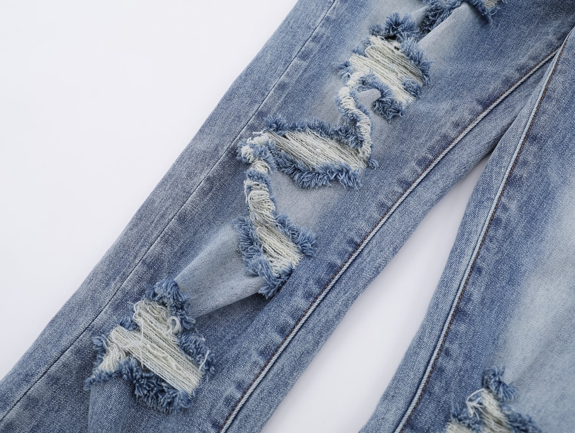 P117 Distressed Low Cuffed Jeans