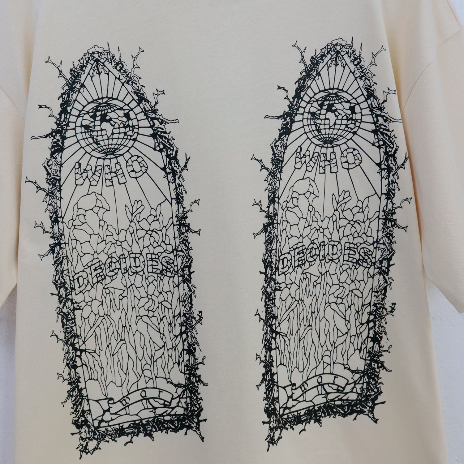 White Thorned Abstract Cotton Jersey T-Shirt