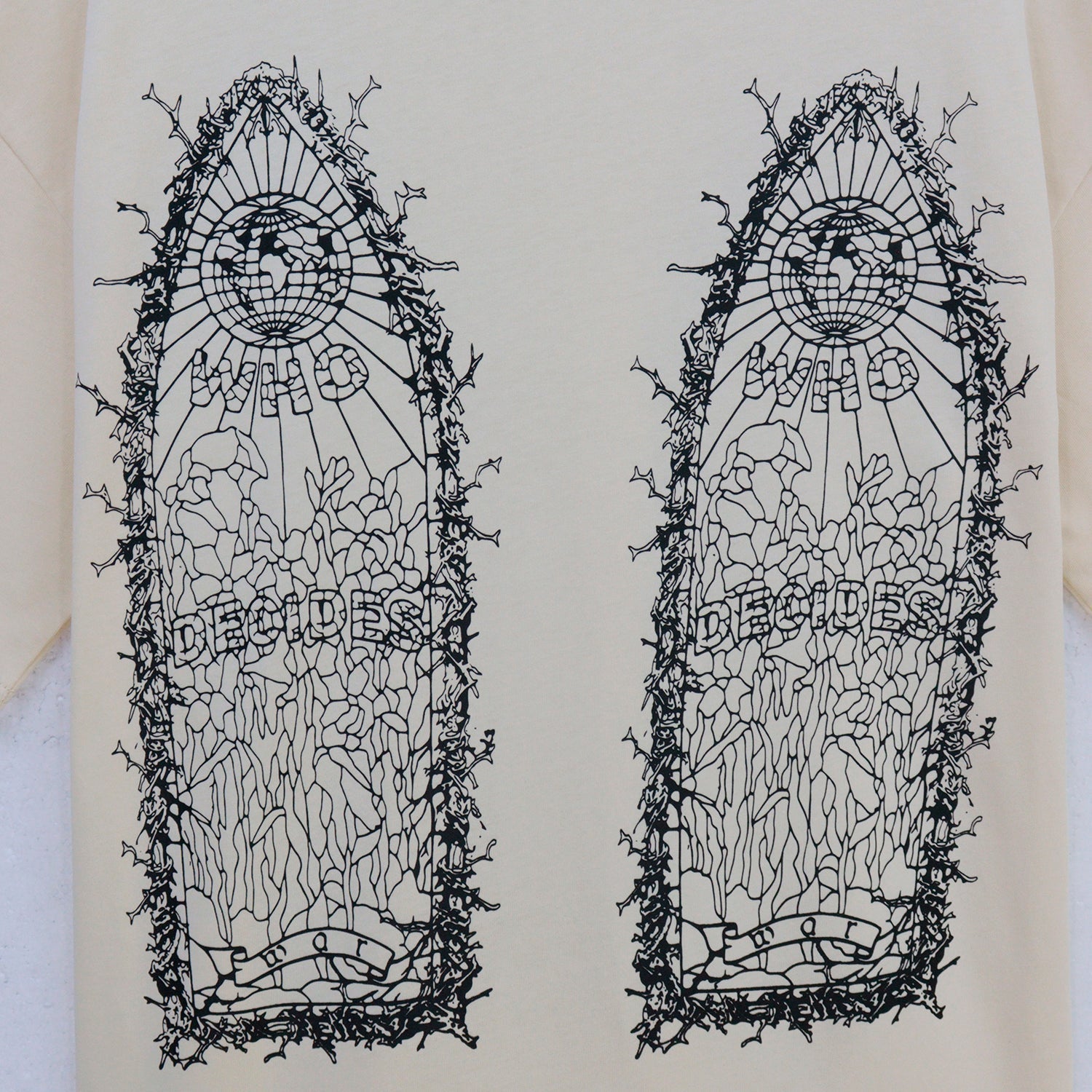 White Thorned Abstract Cotton Jersey T-Shirt