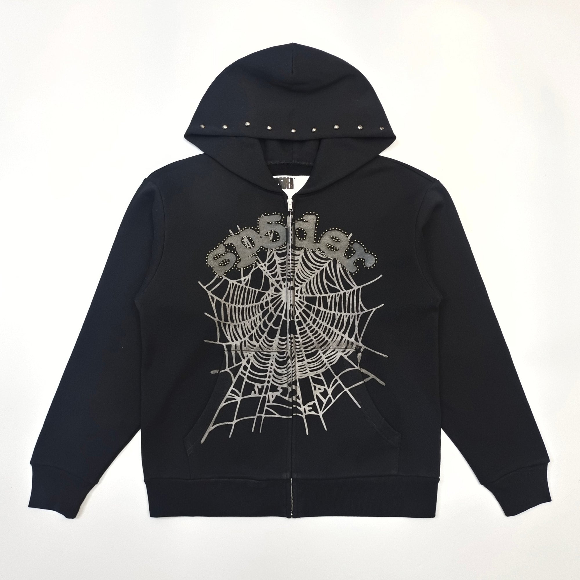 Sp5der Punk V3 Studded Hoodie Black