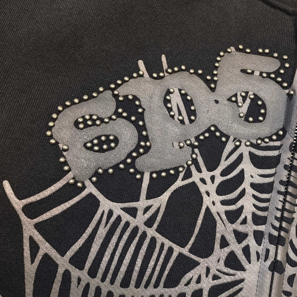 Sp5der Punk V3 Studded Hoodie Black