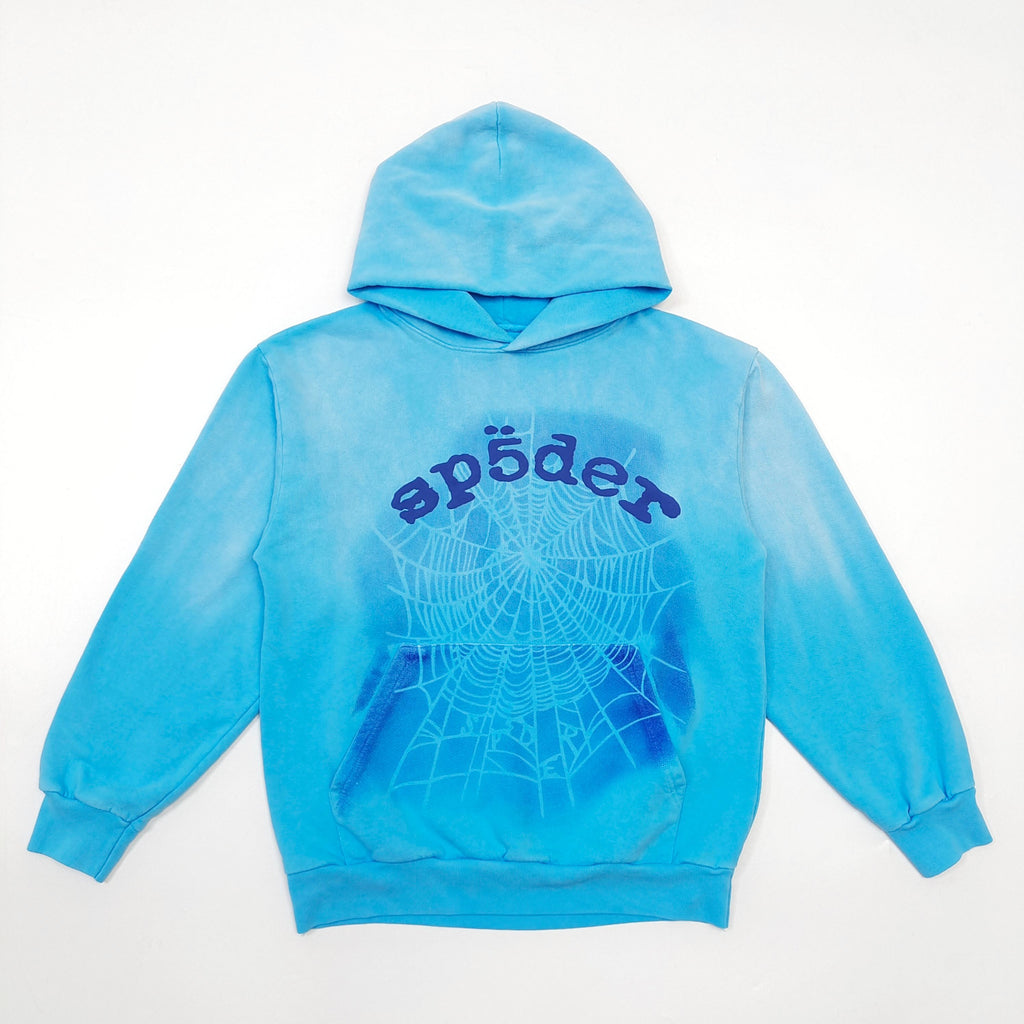 Sp5der OG Web V2 Spray Hoodie 'Light Blue'