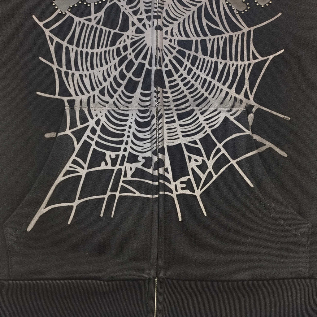 Sp5der Punk V3 Studded Hoodie Black