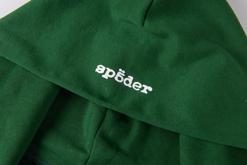 Sp5der Campers Field Zip Up Hoodie Green