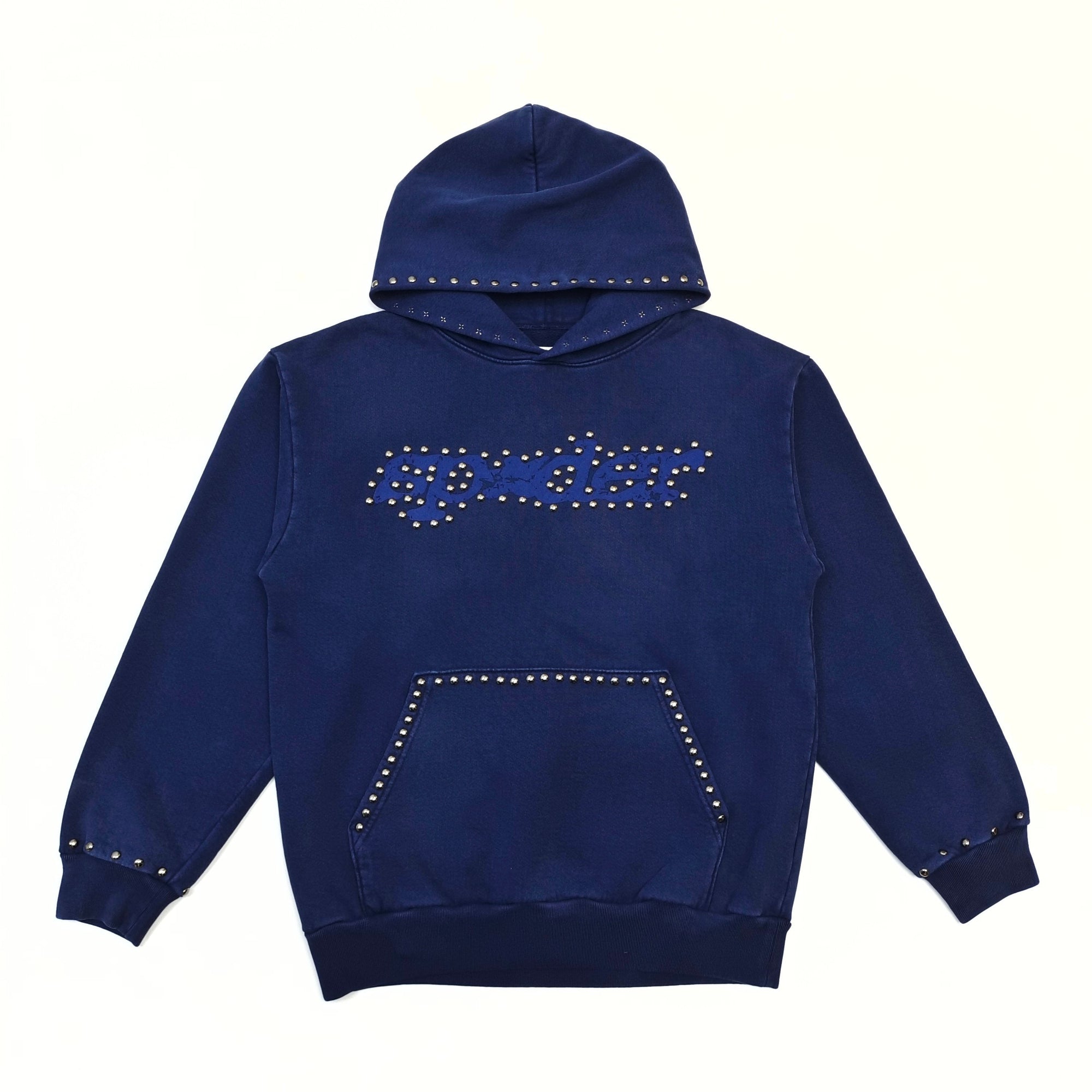 Sp5der Punk V3 Studded Hoodie  Blue