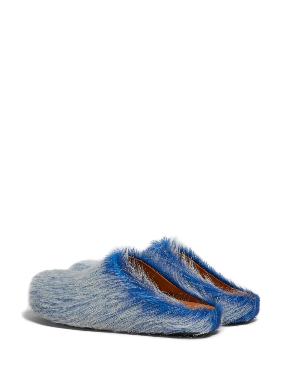 Blue White Fussbett calf-hair slippers