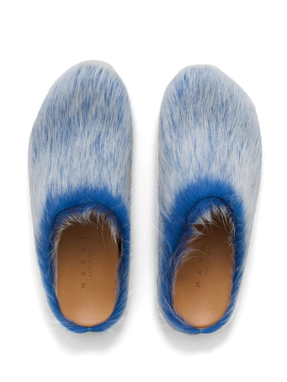Blue White Fussbett calf-hair slippers