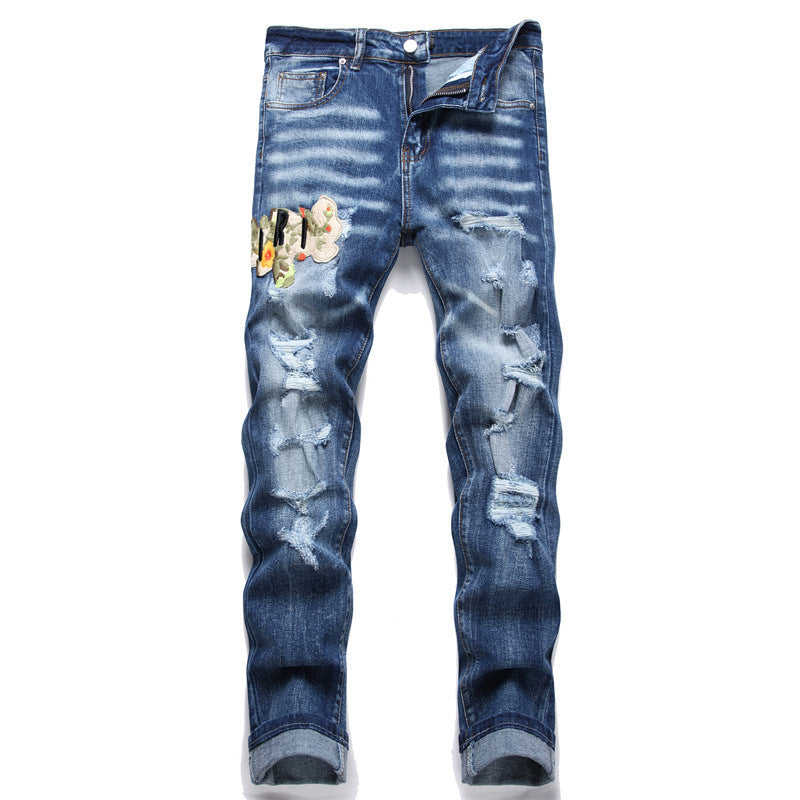 'Lettered Flowers' Jeans