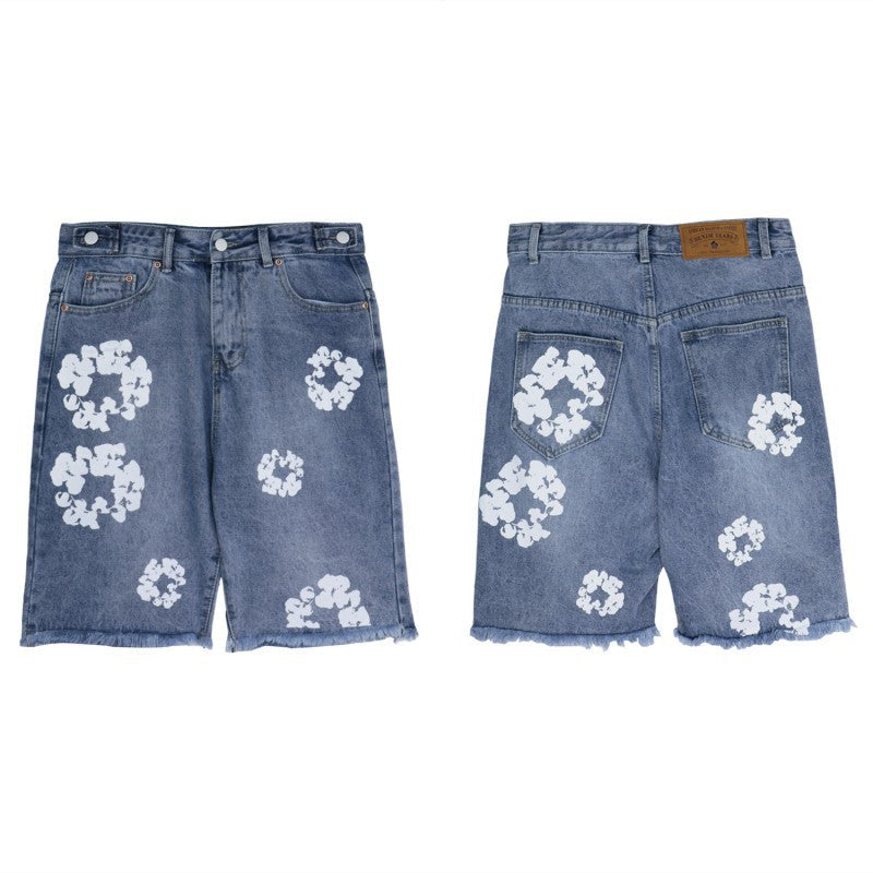Cotton Wreath Denim Shorts