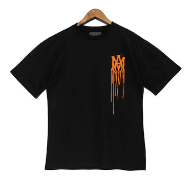 AM 'Orange Dripping' Black Tee