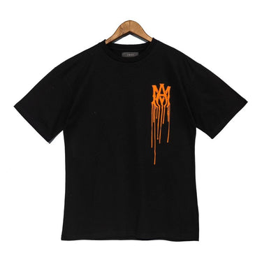 AM 'Orange Dripping' Black Tee