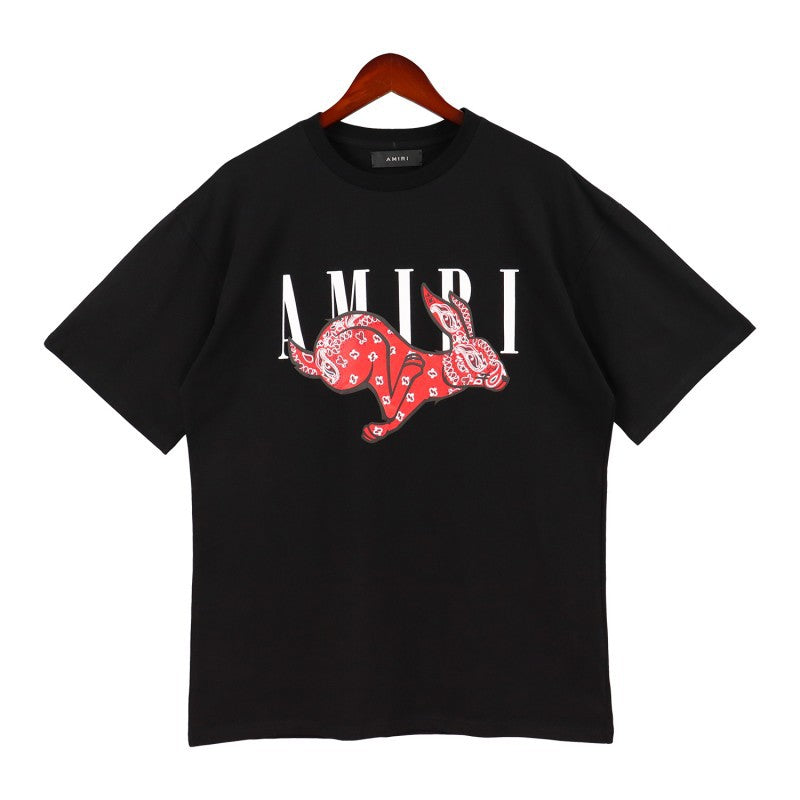 AM 'Red Bunny' Black Tee