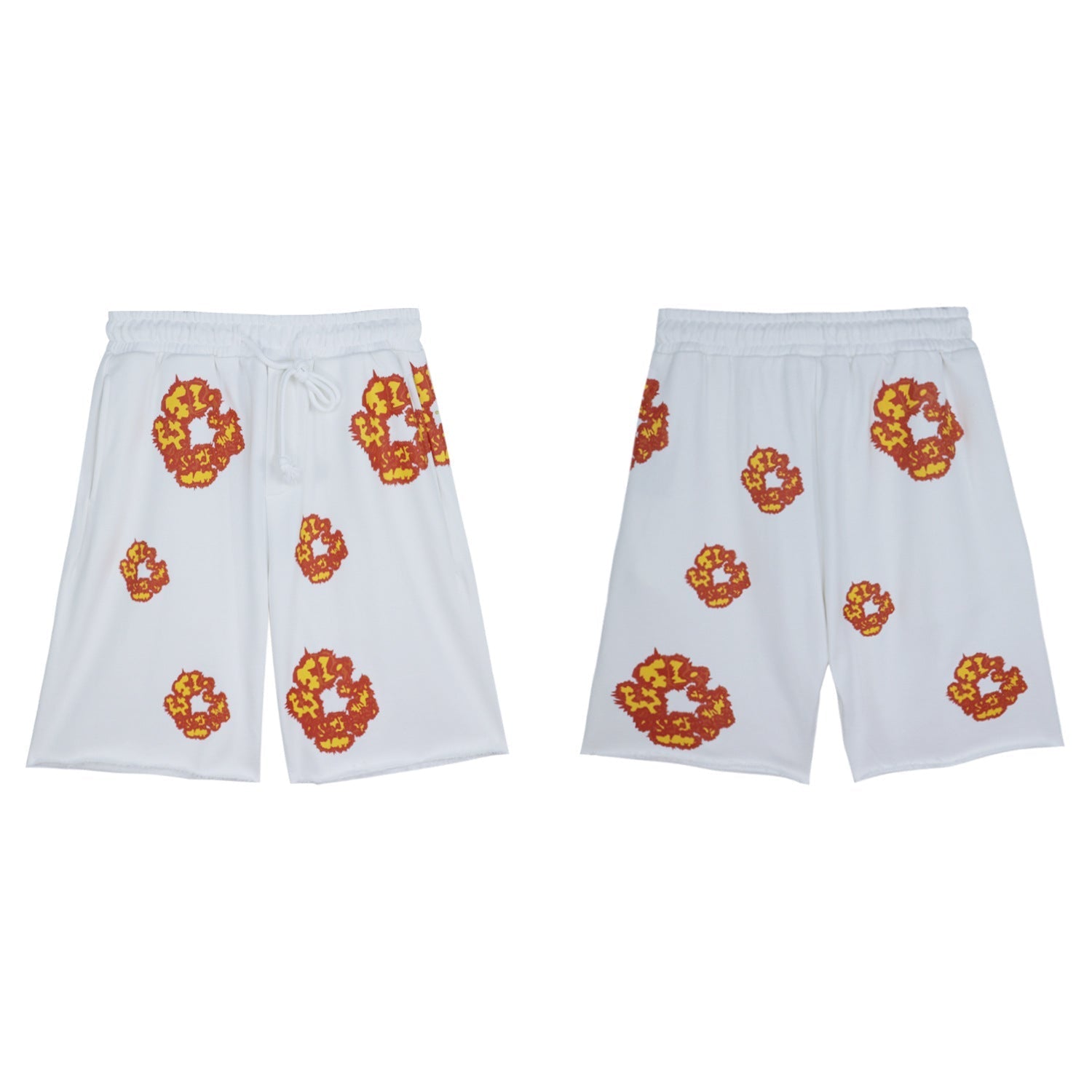 DT 'Flame Wreath' White Shorts