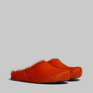 Brick Red Fussbett calf-hair slippers