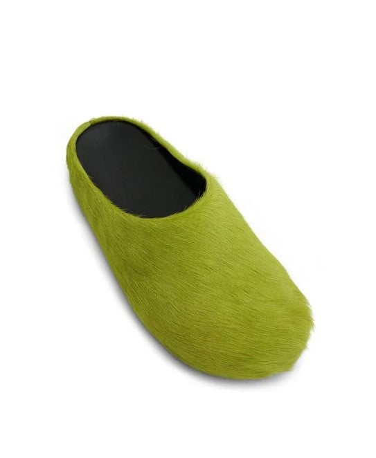Green Fussbett calf-hair slippers