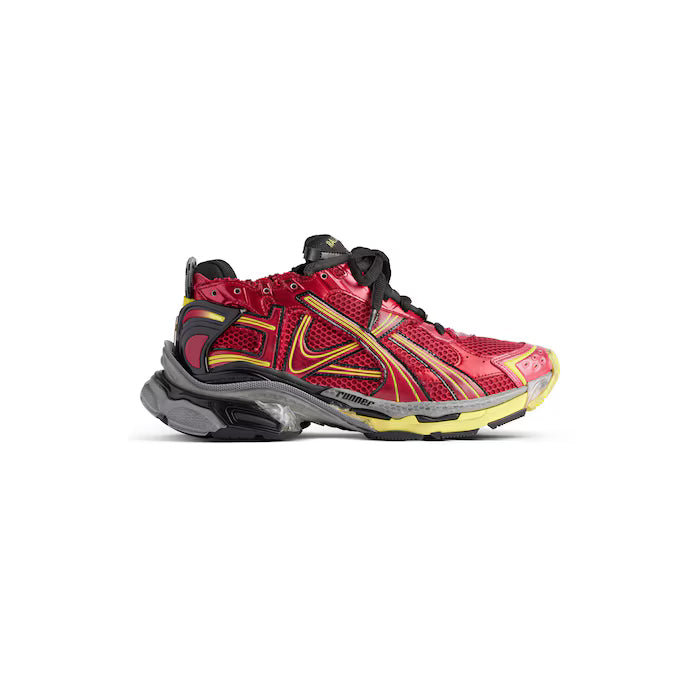 Men's Runner Sneaker in Red/neon Yellow/black