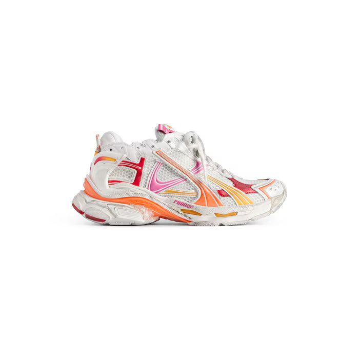 Men's Runner Sneaker in White/orange/pink/red