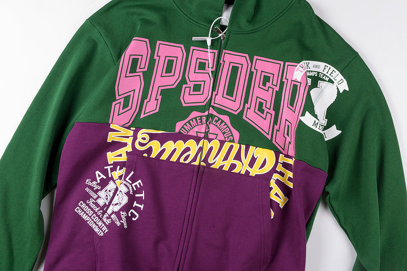 Sp5der Campers Field Zip Up Hoodie Green
