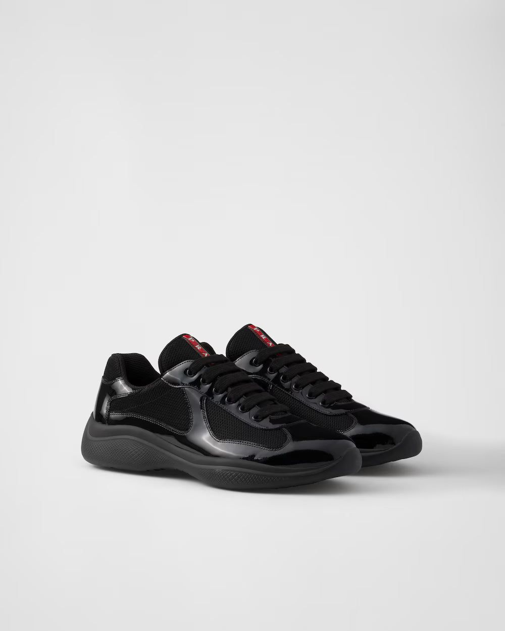 Black Patent leather and technical fabric Prada America's Cup sneakers