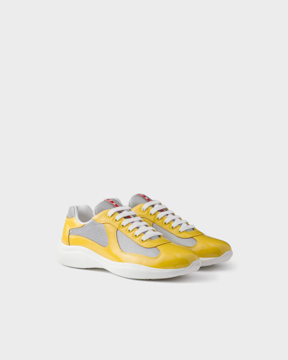Sunny Yellow/Silver Patent leather and technical fabric Prada America's Cup sneakers