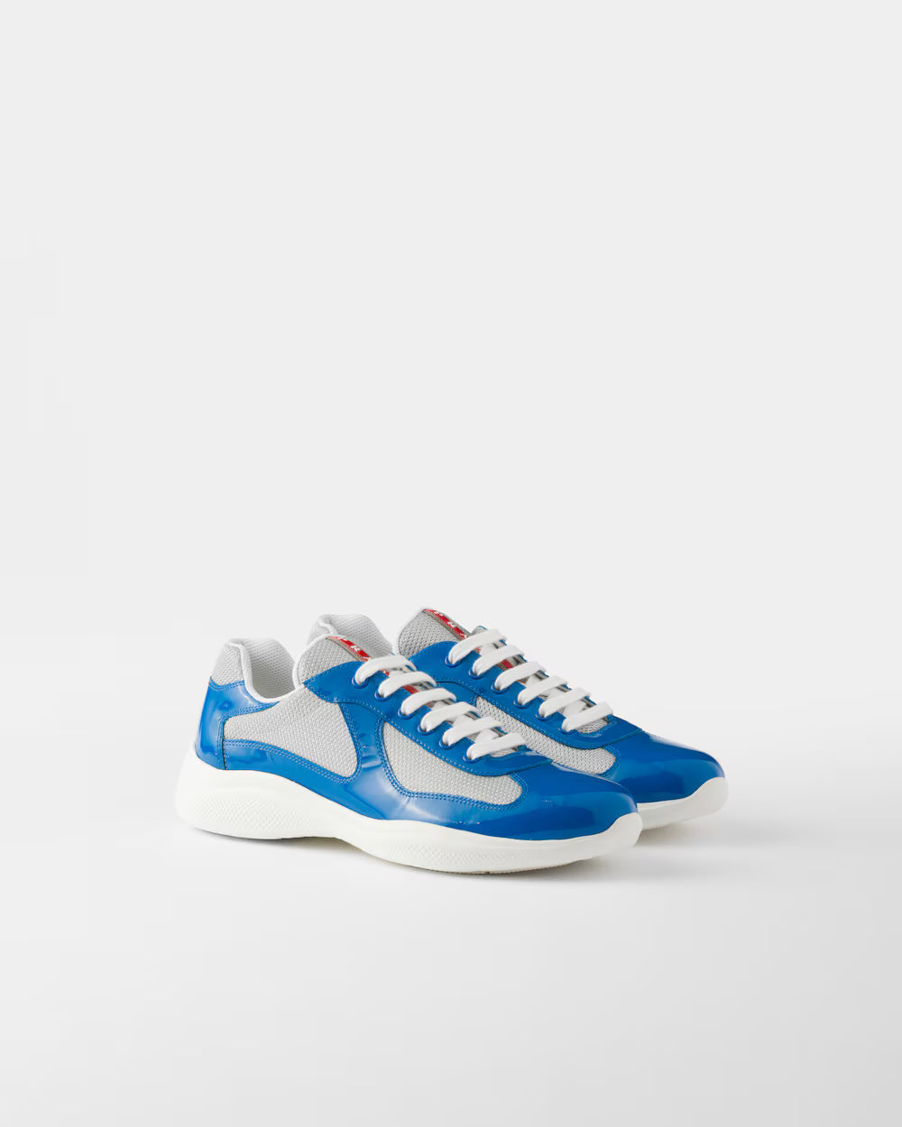 Blue/Silver Patent leather and technical fabric Prada America's Cup sneakers