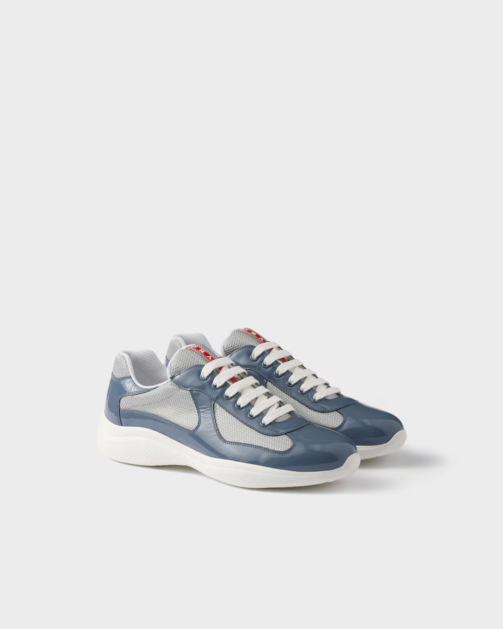 Marina Blue/Silver Patent leather and technical fabric Prada America's Cup sneakers