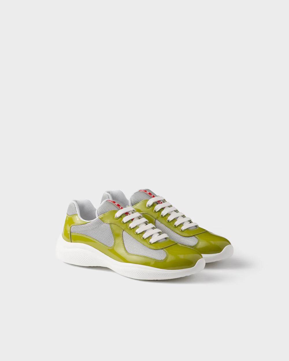 Lawn Green/Silver Patent leather and technical fabric Prada America's Cup sneakers