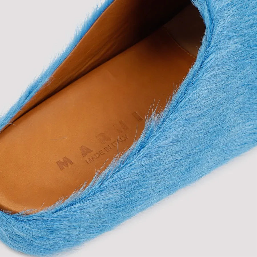 Blue Fussbett calf-hair slippers
