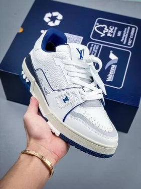 White and Blue Trainer Sneaker