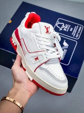 White and Red Trainer Sneaker