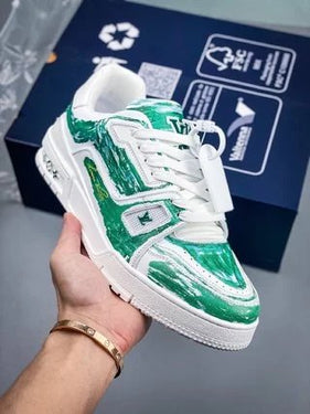 Graffiti white and green pattern Trainer Sneaker